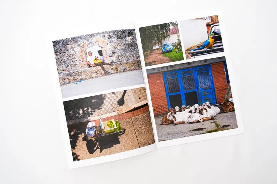 Mise en page créative album photo voyage avec photos