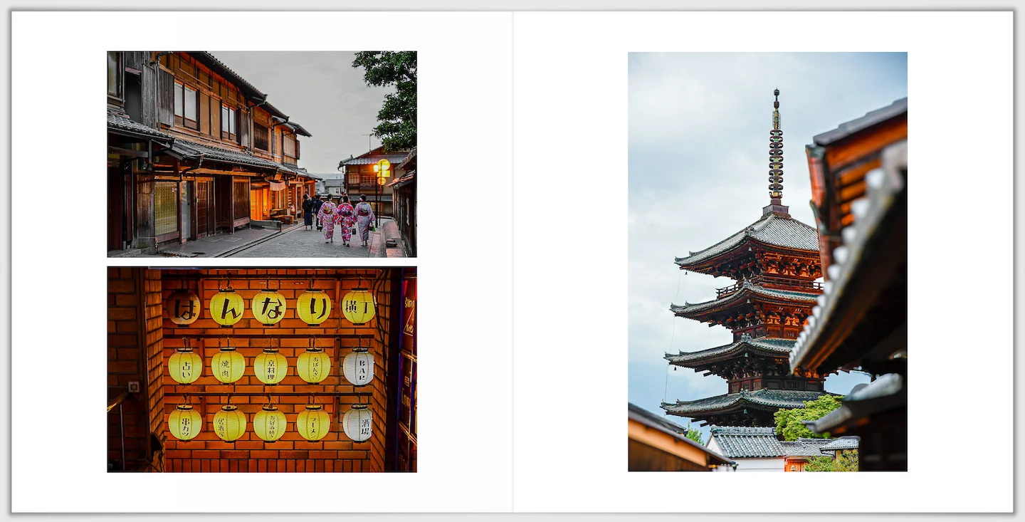 Mise en page alternative dans un livre photo du Japon