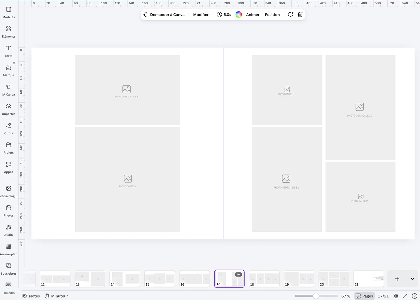Template livre photo Canva